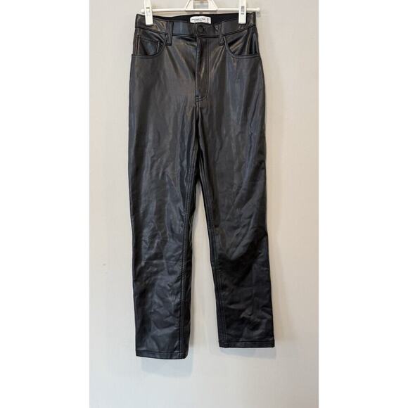 Abercrombie & Fitch Vegan Leather 90s Straight Pant Ultra High Rise 27 4R - Picture 4 of 12